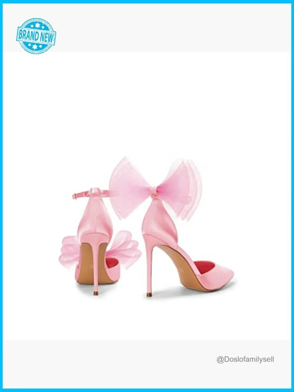 Strappy Stiletto Pumps Detachable Bow Satin Mesh Pointed Toe D'Orsay Dress
